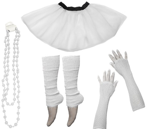 Neón UV Tutú Falda Pierna Cuentas Más Cálidas Baile Gallina Flo Elegante Vestido Fiesta Disfraz Set - Imagen 4 de 11