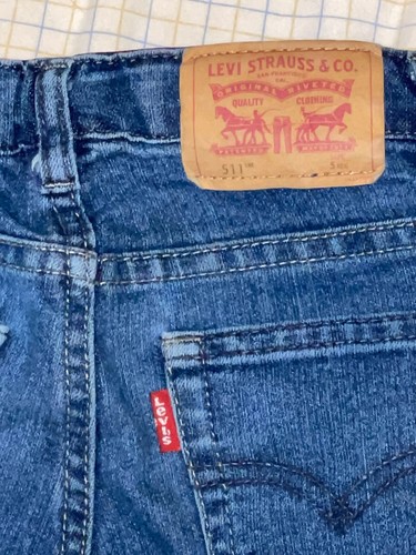 Levi’s 511 Kids Boys Blue Denim Straight Leg Dark Wash Jeans - Size 5 Regular - Picture 3 of 6