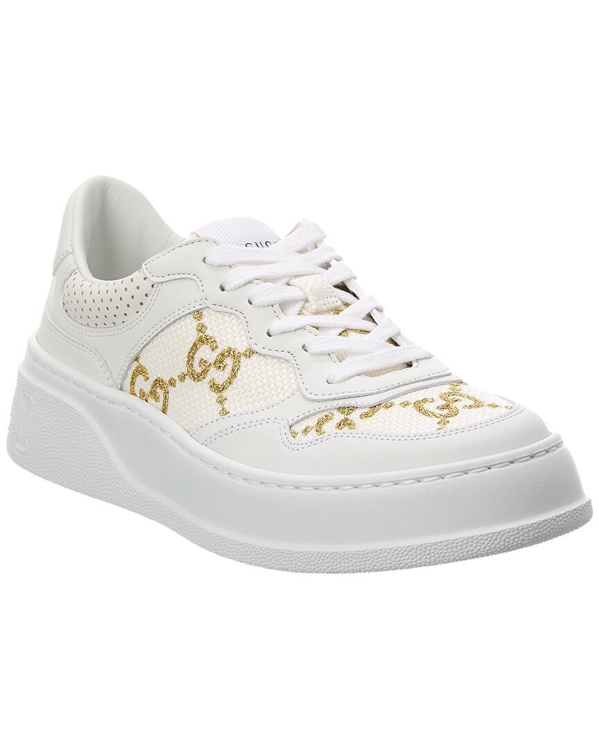 Женские кроссовки Gucci Gg из парусины и кожи, белые 35,5