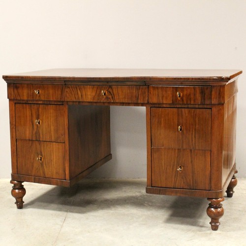 MESA DE ESCRITORIO ANTIGUA - Louis Philippe - NOGAL - Italia siglo XIX - Imagen 2 de 16