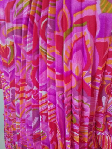 Poncho de caftán plisado, teñido de seda shibori, talla única, Castillo Verde, vintage - Imagen 4 de 11