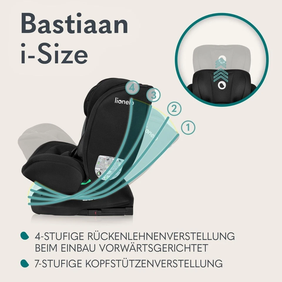 Siège auto Siège auto pour enfants Lionelo BASTIAAN I-SIZE Isofix Top Tether - Photo 2/4