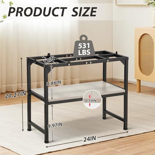 20 Gallon Fish Tank Stand, Metal Aquarium Stand with Adjustable Non Black 02 - Picture 4 of 7