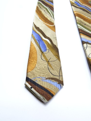*TRIPPY* J GARCIA Clockworks Collection Fifty-Two Multicolor Earthtones Silk Tie - Picture 7 of 9
