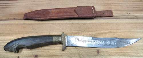 Vtg 1945 Philippines Fixed Blade Knife Possibly WWII IN GOOD CONDITION