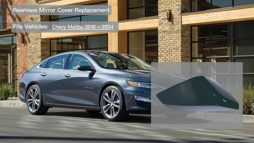 Glossy Black Left Driver Side Mirror Cover for Chevy Malibu 2016-2024 - Picture 2 of 12