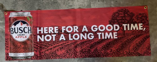 🍎 Busch Light Apple Vinyl Banner - 14" x 40" Limited Edition Schild für Man Cave,