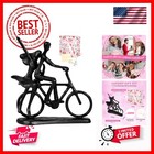 Romantic Couple & Cool Bike Statue Cast Iron Sculpture Decor, Wedding Anniver...