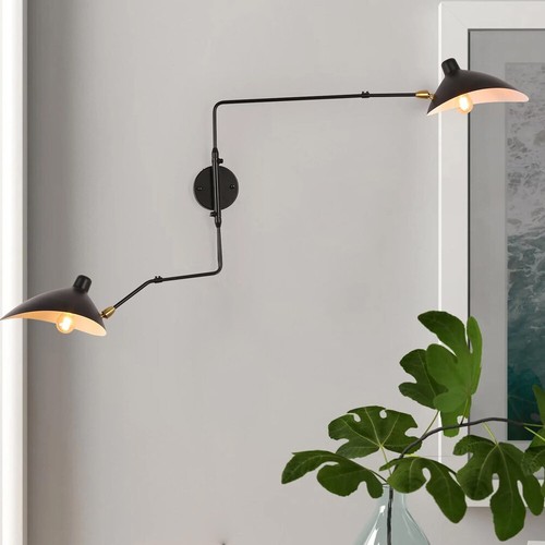 Nordic Long Swing Arm Wall Sconce Living Room Wall Fixture 2-Light 180 Rotatable - Bild 5 von 9