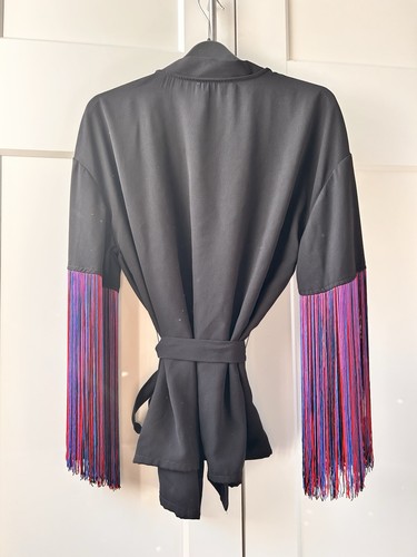 Trussardi Black oversized Kimono Jacket With Tassle Sleeves - Picture 3 of 5