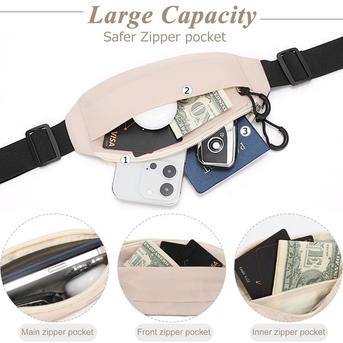 Money Belt bag for Travel Men Women RFID Fanny Pack for Hiking Running Crossb... - Picture 3 of 7