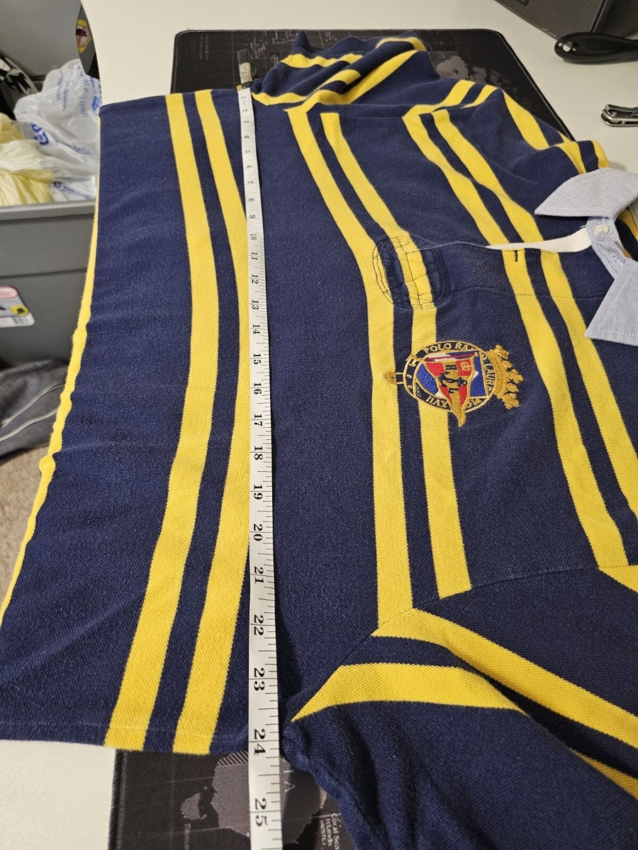 Vintage Ralph Lauren Rugby Polo Shirt, Size XL, Striped Blue