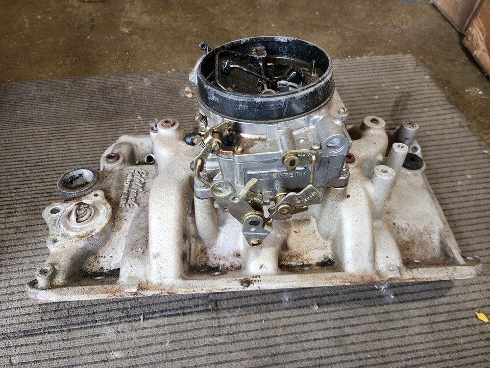 AMC 360 Intake Manifold with 1406 Edelbrock Carburetor eBay