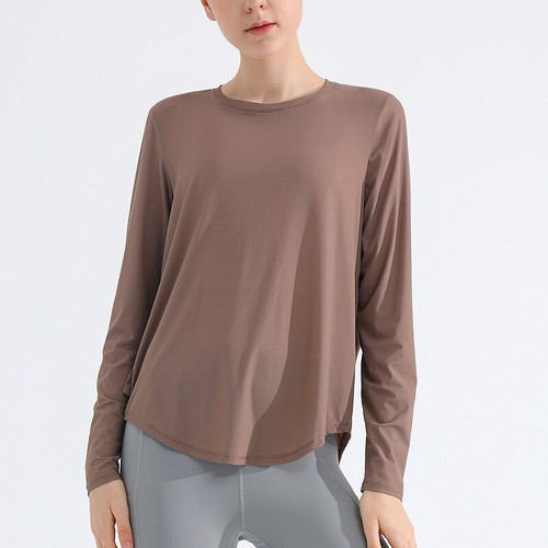 Women Casual Running Workout Yoga Wear Sports Top Long Sleeved Breathable Shirts - Picture 22 of 22