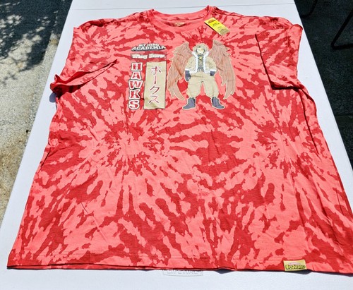 T-shirt CultureFly My Hero Academia HAWKS rossa tinta unita taglia 3XL - Foto 1 di 7