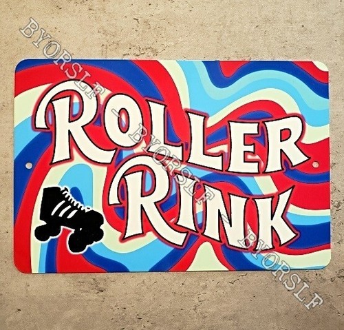 Metal Sign ROLLER RINK skate derby skating skates party disco 70s groovy hip - Picture 1 of 3