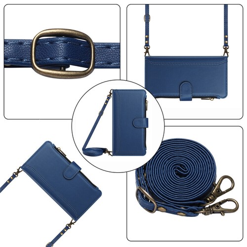 Zipper Leather Wallet Phone Case For iPhone 16E 16 15 14 13 12 11 Pro Max XR 7 8 - Picture 82 of 97