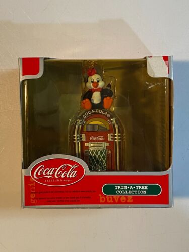 Trim A Tree Coca Cola Christmas Ornament Penguin on Juke Box Coke Original Box