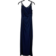 Ralph Lauren Evening Dress Womens 2 Navy Blue Maxi Formal Classic Party Stretch