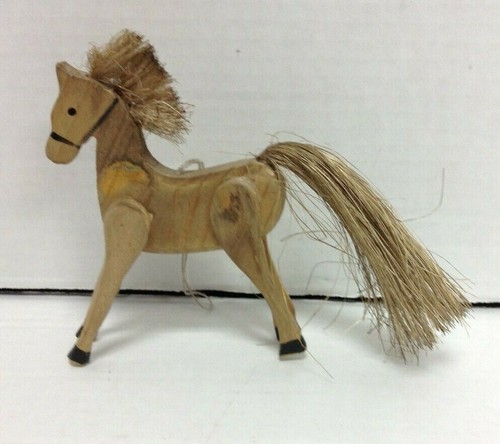 Holz kleines Pferd Pony hängend Weihnachtsbaum Holzschmuck Reiter Cowboy - Bild 1 von 6