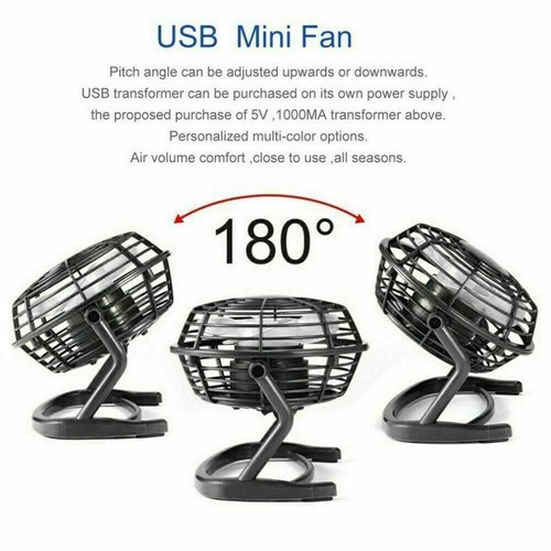 4 INCH Desk Table Mini Fan Personal USB Small Quiet Mini Portable Black - Picture 9 of 12