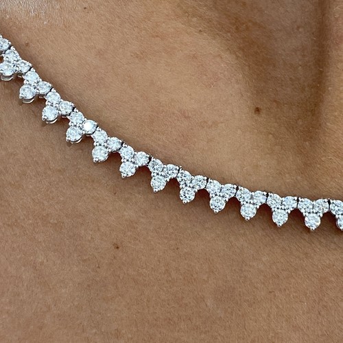Round Lab-Created Diamond Tennis Necklace 7.77ct E/VS1 14K White Gold - Picture 7 of 9