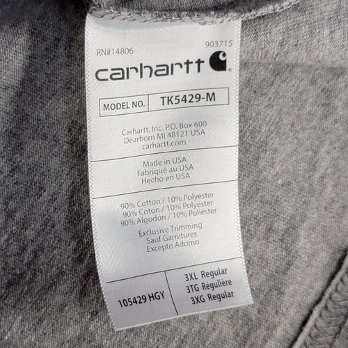 CARHARTT SHIRT ADULT 3XL XXXL GRAY WORK WEAR Camo FLAG Long Sleeve PULLOVER NWT - 第 7/11 張圖片