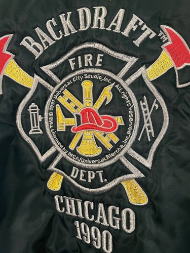 Alpha m-1 bomber jacket movie Backdraft 1991 Universal studio Chicago fire dept. - Picture 11 of 15