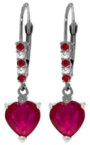 14K Gold Lever Back Earrings with Natural Rubies & Diamonds – Classic Luxury - Picture 8 of 9