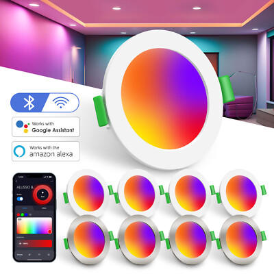 1-16x WIFI LED Smart Einbaustrahler RGB+CCT 6W Dimmbar Bad Decken Spot Alexa