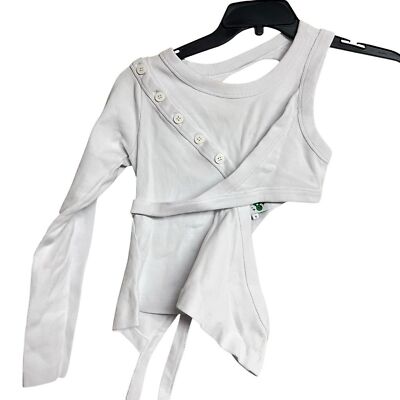 New Natasha Zinko One Sleeve Ribbed Top In White