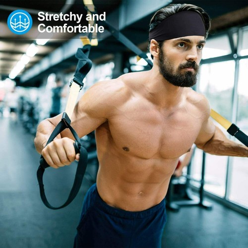 Men Women Sports Headband Yoga Gym Sweatband Hair Bands Head Prevent Sweat Band - Picture 2 of 24
