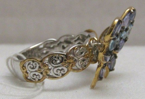 Gems en Vogue 2.88ctw Tanzanite & Swiss Blue Topaz Butterfly Ring Size 11 - Picture 4 of 8