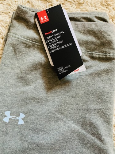 Under Armour Girls Youth Leggings Grey logo and design on bottom Size~XL New - Picture 3 of 6