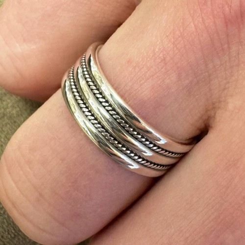 Ring 925er Silber Partnerring 7,5mm Massiv Seil Muster Vintage Look Unisex - Bild 13 von 48