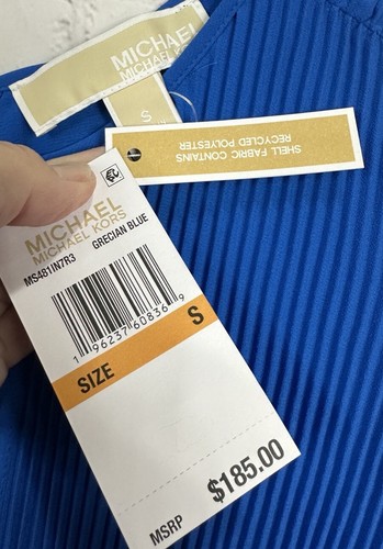 MICHAEL Michael Kors Womens Shutter Pleat Short Mini Dress blue sz S NWT $185 - Picture 3 of 8