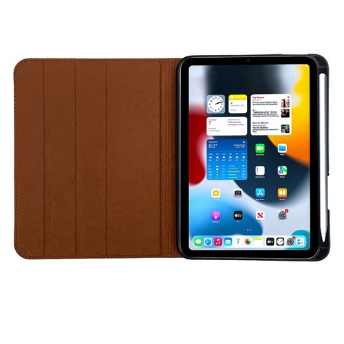iPad Mini 6 Genuine Leather Case - Sleep/Wake -With Pencil Holder-Sleep/Wake - Picture 2 of 12