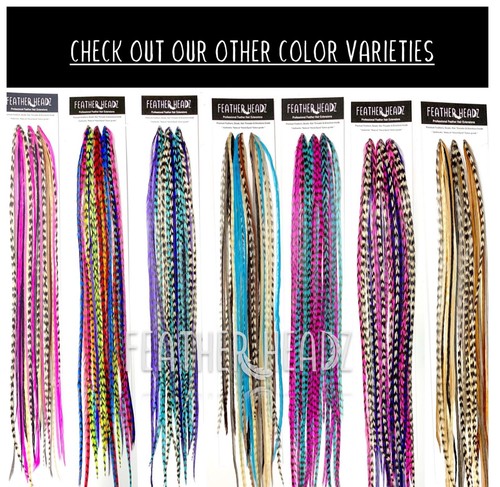 21 pcs. Feather Hair Extensions 10"-14" + DIY Kit, Whiting Farms-Color of Choice - Picture 1 of 74