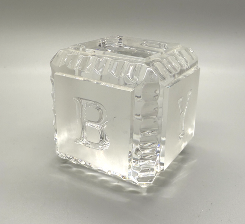 Waterford Crystal Glass Baby ABC Alphabet Toy Cube Block Paperweight - Picture 1 of 6