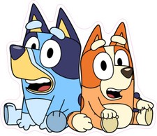 Bluey Bluey and Bingo Sitting Vinyl Bumper Sticker Window Decal Multiple Size