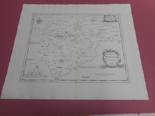 MAPPA 100% ORIGINALE GRANDE RUTLANDSHIRE DI ROBERT MORDEN C1722 POST BASSO - MAPPA 100% ORIGINALE GRANDE RUTLANDSHIRE DI ROBERT MORDEN C1722 POST BASSO -