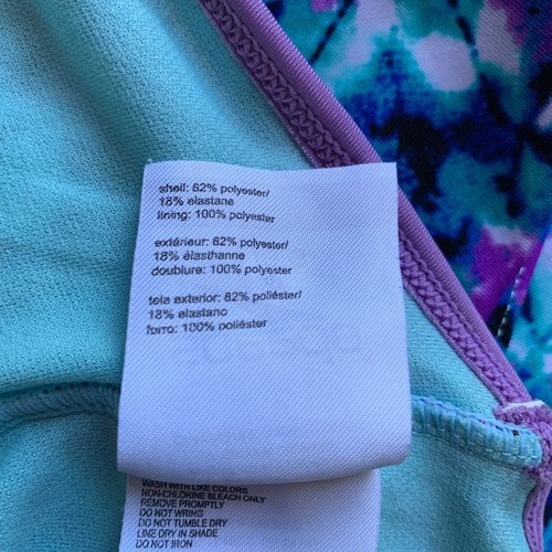 SPEEDO Girl's One-Piece Lined Swimsuit Racerback Purple Blue Tie Dye YOUTH Sz L - Picture 10 of 12