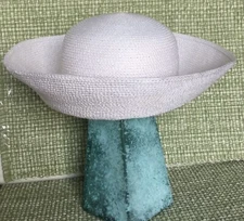 COLLECTIF FASHION DRESS CHURCH WHITE BOWLER LADIES HAT WITH 3” UP TURNED BRIM