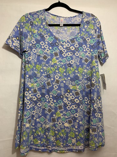 LuLaRoe Perfect T Size XS NWT Blue Geometric Print - Picture 1 of 4