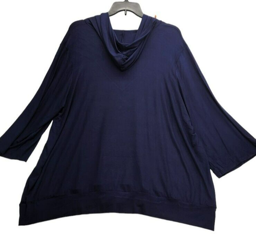 24seven Comfort Apparel Womens Plus Size Trendy Overs Navy 3XL 3/4 sleeve J083 - Picture 2 of 6