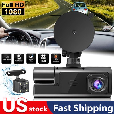 Dash Cam Car HD 1080P Front/Rear/Inside Dual Lens Video Recorder Camera G-Sensor