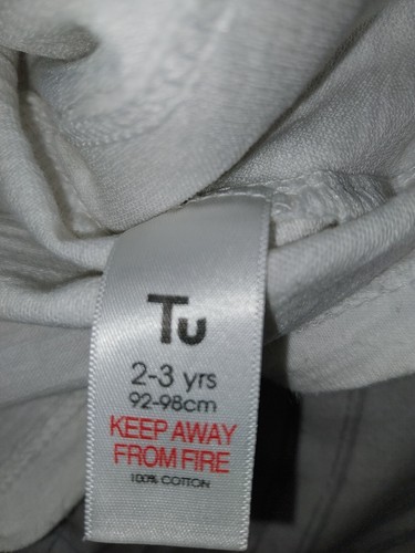 Girls White Capped Sleeved T-Shirt - Age 2-3 Years - TU - Picture 3 of 3