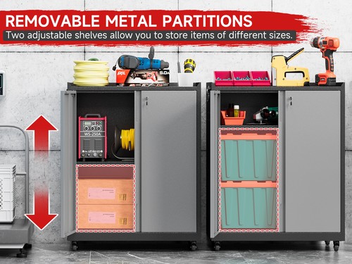 Metal Storage Cabinet 2 Door Steel File Tool Cabinet with Adjustable Shelves - Picture 15 of 15