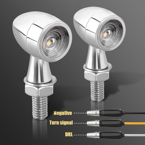 4x Mini señales de giro LED cromadas para motocicleta luz intermitente para Bobber Cafe - Imagen 6 de 12
