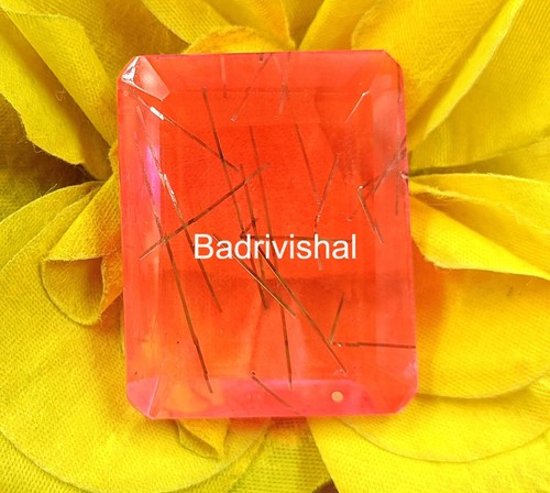 Rutilated Quartz Certified 138 Ct Emerald Cut Bi-Color Fresh Offer Gemstone 4JUI - Picture 8 of 9